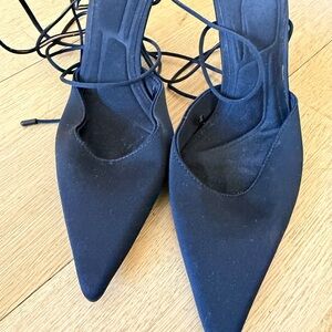 Zara Pointed Toe Lace Up Heels